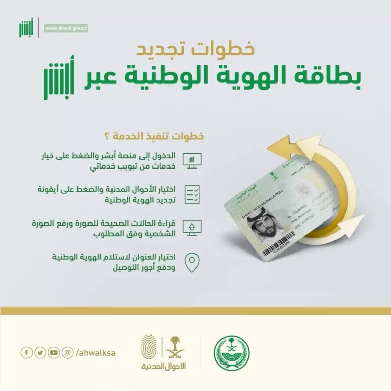 خطوات تجديد الهوية الوطنية إلكترونياً 1447 عبر أبشر والشروط الازمة لتجديدها