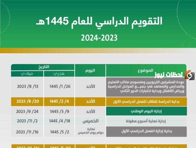 استعلم الأن حسب التقويم الدراسي الجديد .. جدول الاجازات المطولة 1447