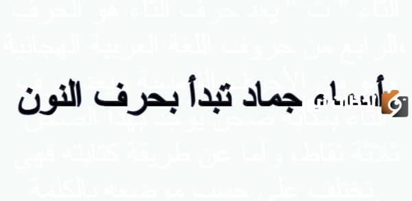 اسم جماد بحرف النون