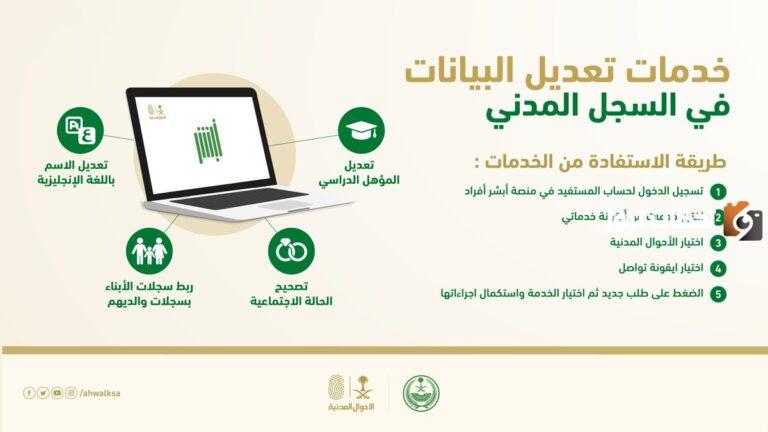 تعديل المؤهل الدراسي عبر بوابة أبشر الأحوال المدنية السعودية 1447