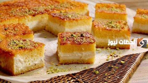 طريقة عمل البسبوسة بالقشطة زي الجاهزة