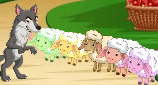 قصة الذئب والخراف السبعة