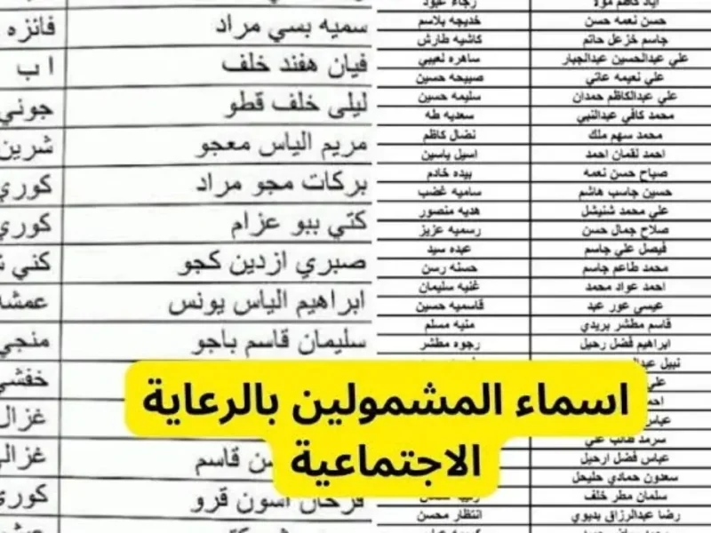 اسماء المشمولين بالرعاية الاجتماعية