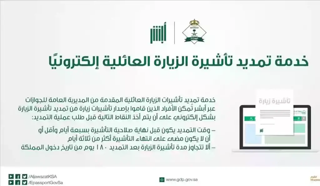 شروط تمديد تأشيرة الزيارة العائلية