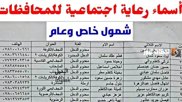 تعرف بالاسماء الان” اسماء الرعاية الاجتماعية الوجبة السابعة عبر مظلتي اخر تحديث 2025 pdf في العراق عبر موقع وزارة العمل العراقي