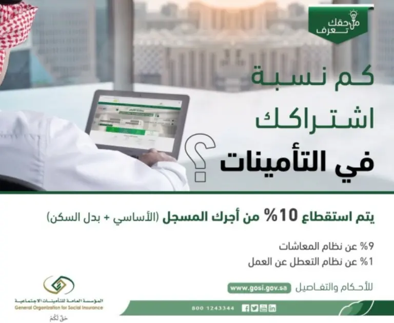 التأمينات الاجتماعية السعودية تكشف عن مقدار نسبة خصم التأمينات من الراتب للموظف السعودي والمقيم