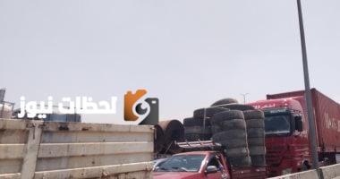 إعاقة الحركة المرورية على الطريق الزراعي بانقلاب شاحنة في قليوب