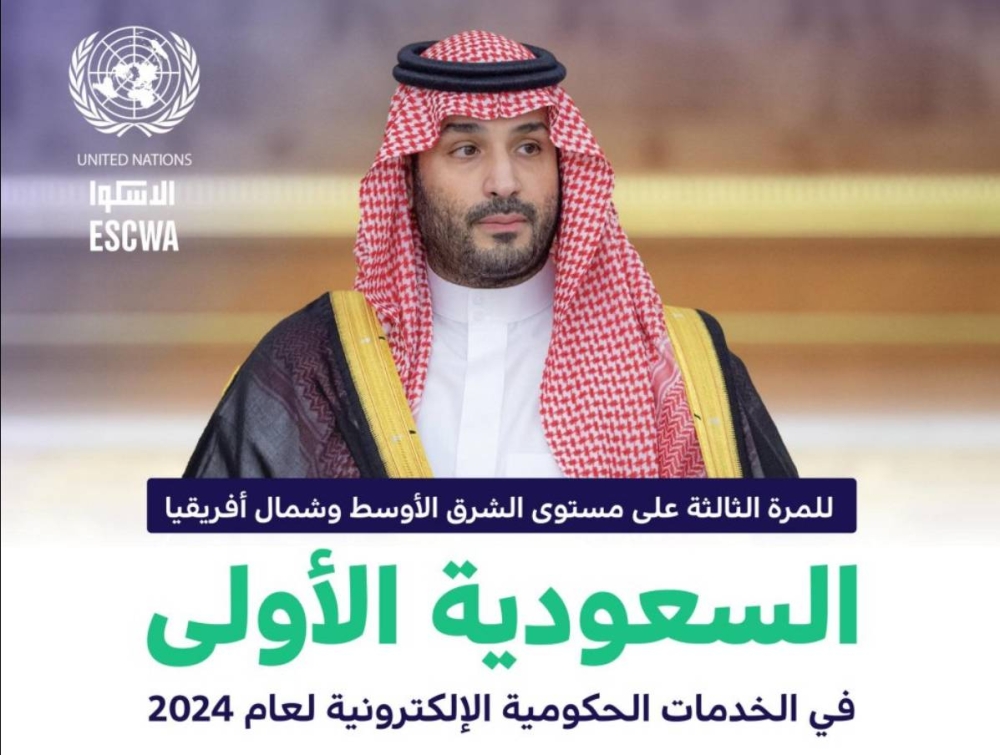 السعودية تتصدر قائمة الخدمات الحكومية الإلكترونية في الشرق الأوسط وشمال أفريقيا لعام 2024 للمرة الثالثة.