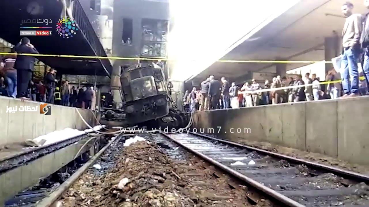 قطار يرتطم برصيف محطة مصر بسلام دون اصابات صور حصرية